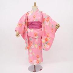 子供浴衣＊3歳～5歳 女の子 チューリップ 花 子供着物　木綿 ピンク5UM35
