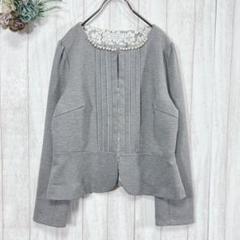 ♡クチュールブローチ(M) ノーカラージャケット グレー パール 入学式 卒業式のサムネイル