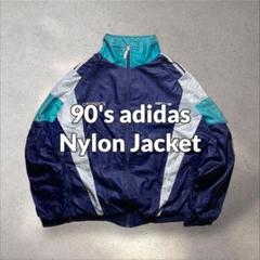 80s90s adidasナイロンジャケット刺繍ロゴ企業ロゴマルチカラーY2K