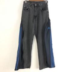 3559 リメイク　再構築　ブラックデニム　パンツ　サイドジップ アディダス