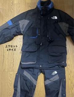 入手困難 ノースフェイススノーウェア セットアップ上下 黒青90s L