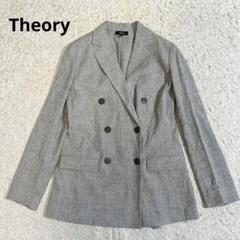 セオリー　ダブル　ジャケット　麻　リネン　グレー　現行　軽量　通気性 セオリー ダブル ジャケット 麻 リネン グレー 現行 軽量 通気性