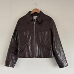 【関税込み】GUESS USA ブラウン クラックレザー ジャケット GUESS USAブラウン クラックレザージャケット