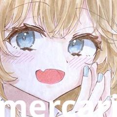 手描き イラスト色紙 オリジナル 水色少女