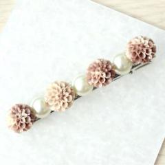 ハンドメイド　フラワーヘアクリップ　ブラウン　大ぶり　花　#18【即購入OK】