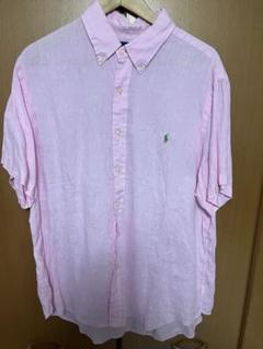 ラルフローレン　CLASSIC FIT リネン　シャツ　半袖　ピンク