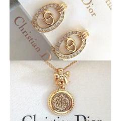 未使用 Christian Dior エンブレム リボン ネックレス