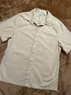 Calvin Kleinカルバンクライン メンズ半袖比翼シャツ ベージュS超美品