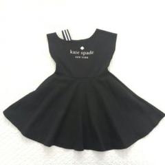 美品✨ケイトスペード 半袖フレアワンピース 100 フレンチスリーブ ロゴ 黒