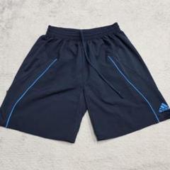 adidas　アディダス　ハーフパンツ　M　ネイビー　水色　ロゴ