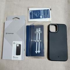 iPhone 14/13 ケース 9H 強化ガラスフィルム2枚付き ブラック