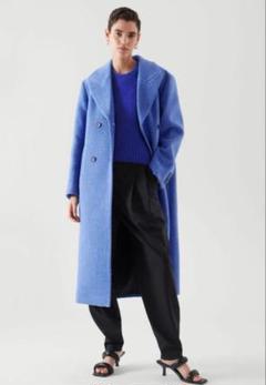 COS グレー ロングコート EUR 32 OVERSIZED FIT NOTCHED LAPELS WOOL BLEND COAT オーバーサイズ