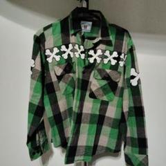 MOBSTYLES グリーン系チェックネルシャツ M