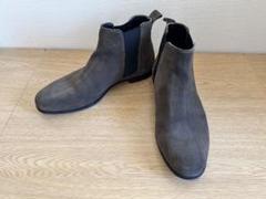 最終値下げ【新品】ZARA 25.5 本革リアルレザー　サイドゴアブーツ トラックソールフラットリアルレザーブラックブーツ ZARA （ZARA