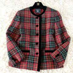 【美品】Burberrys ノーカラージャケット　ツイード　シルク混 ウールシルクピンドット ノーカラージャケット(71112401-2024