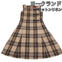 Yorkland ヨークランド　ノースリーブワンピース　チェック　オレンジ　9号 Yorkland ヨークランド ノースリーブワンピース チェック