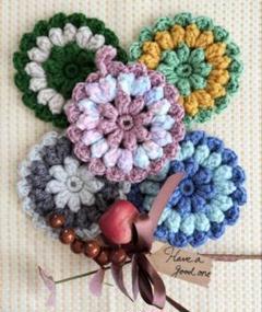 Handmade　アクリルたわし　ぷっくりフラワー