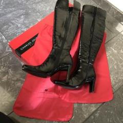 シャルルジョルダンニーハイブーツ黒内側ボア23cm 2way(折り返し