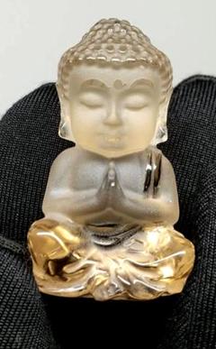 天然水晶 合掌釈迦　彫刻　置物　お守りパワーストーン縁起