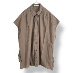 レトロガール　フレンチスリーブ　ビッグシャツ　ブラウン　綿100%　涼しい