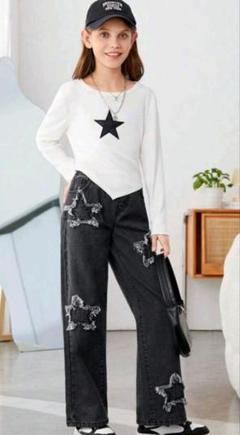 SHEIN キッズ デニムパンツ 星 8Y 美品