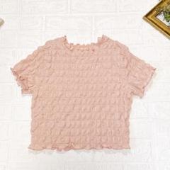 GU ギャザーメロウ 半袖カットソー ピンク Lサイズ 軽く涼しげな着心地 春夏