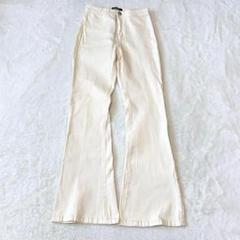 ベルシュカ♦︎フレアデニム ブーツカット パンツ S 無地 綿混 ホワイト 白
