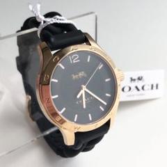 新品同様 COACH コーチ 腕時計 ラバー くさり　シグネチャー　ブラック