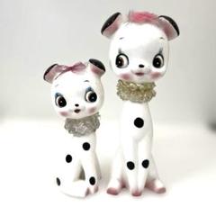 昭和レトロ　当時物　ファンシー　犬　陶器 置物　2個セット　いぬ　ポーズ人形