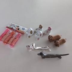 ダックスフンドの箸置きフィギュアとクリップセット