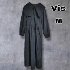 Vis ビス ビックカラー綿ライクワンピース M