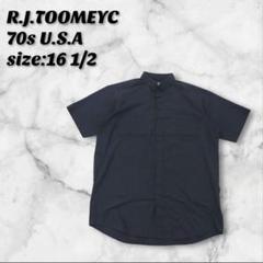 USA製 70s 半袖クレリカルカラーシャツ L ブラック R.J.TOOMEY