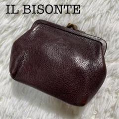 美品 IL BISONTE イルビゾンテ がま口 コインケース ブラウン ロゴ