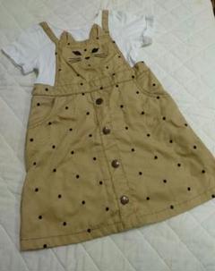 【中古】アナスイミニ　ネコキャット　ドットワンピース　重ね着風　110