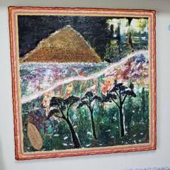 神奈備の杜　龍神宿る抽象画｜毛糸×発泡スチロール｜新聞掲載　ヒーリング