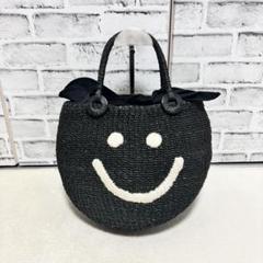 【美品】a-jolie アジョリー　カゴバッグ　スマイル　黒　ブラック a-jolie アジョリー トートバッグ スマイルカゴバッグ ブラック