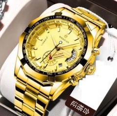 L01○WEIGUAN 腕時計メンズ ステンレス 金 113
