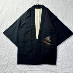 【夏祭り】 ヴィンテージ 着物カーディガン 羽織り 和船刺繍 レトロ 和モダン