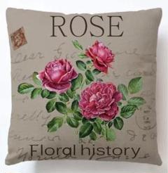 クッションカバー 薔薇 ローズ ROSE 45 角型 ピンク ガーデン 庭