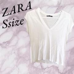 ZARA ホワイト Vネック クロップド Tシャツ Sサイズ