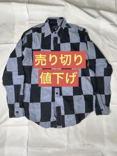 ネペンテス　チェック柄パッチワーク　シャンブレーシャツ