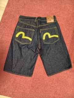 EVISU エヴィスジーンズ、ショートパンツ、2005(レア) EVISU 2005 yellow stitch cotton shorts half pants 32