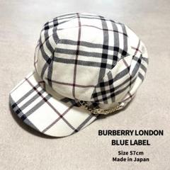 BURBERRY　バーバリーブルーレーベル　メガチェックキャスケット帽子 BURBERRY BLUE LABEL(バーバリーブルーレーベル) エンブレム
