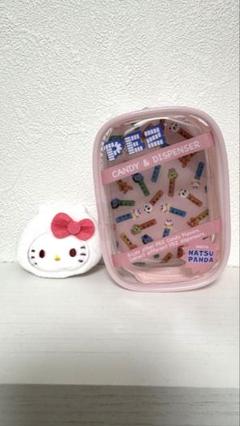 イオンPEZ 推し活クリアポーチ ピンク　ちいかわ　ハローキティ　ヘアクリップ