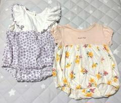 size80 花柄ロンパース　2枚セット