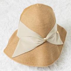 美品 アシーナニューヨーク 麦わら帽子 リサコ リボン ハット