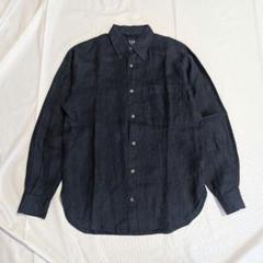 00s OLD GAP レギュラーカラー リネンシャツ 長袖 ネイビー 無地 OLD GAP】紺タグ90s~リネン製ブランクシャツ ネイビー - メルカリ