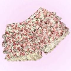 LIZLISA系 姫ギャル バラ柄 ローズ フリル ミニスカート キュロット