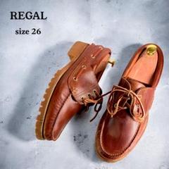 【美品】REGAL COUNTRY デッキシューズ（26）3eye〈JE38〉茶 美品】REGAL COUNTRY デッキシューズ（26）3eye〈JE38〉茶