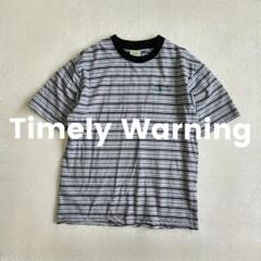 Timely Warning ロゴ 刺繍 マルチ ボーダー Tシャツ 古着 XL